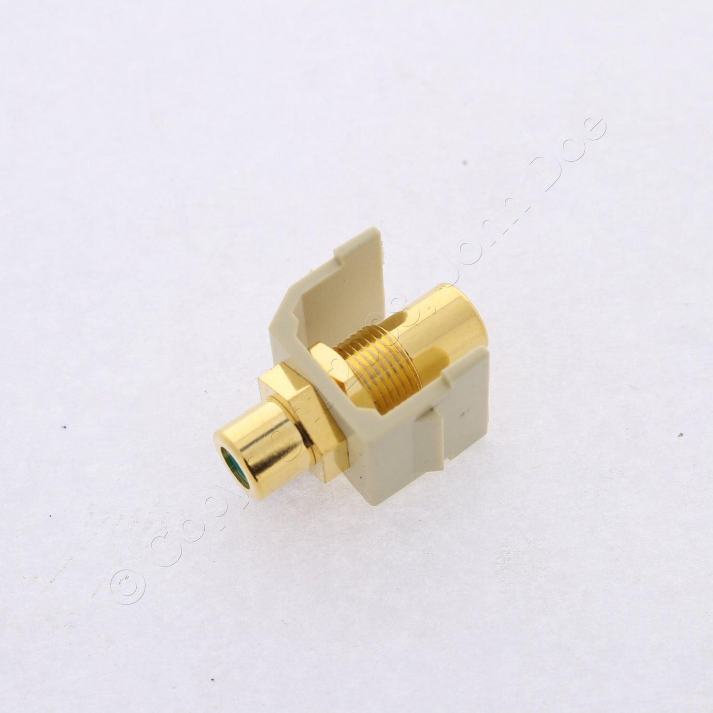 Hubbell Ivory Snap-Fit Keystone Video Cable Jack Green Center RCA/RCA SFRCGNFFEI