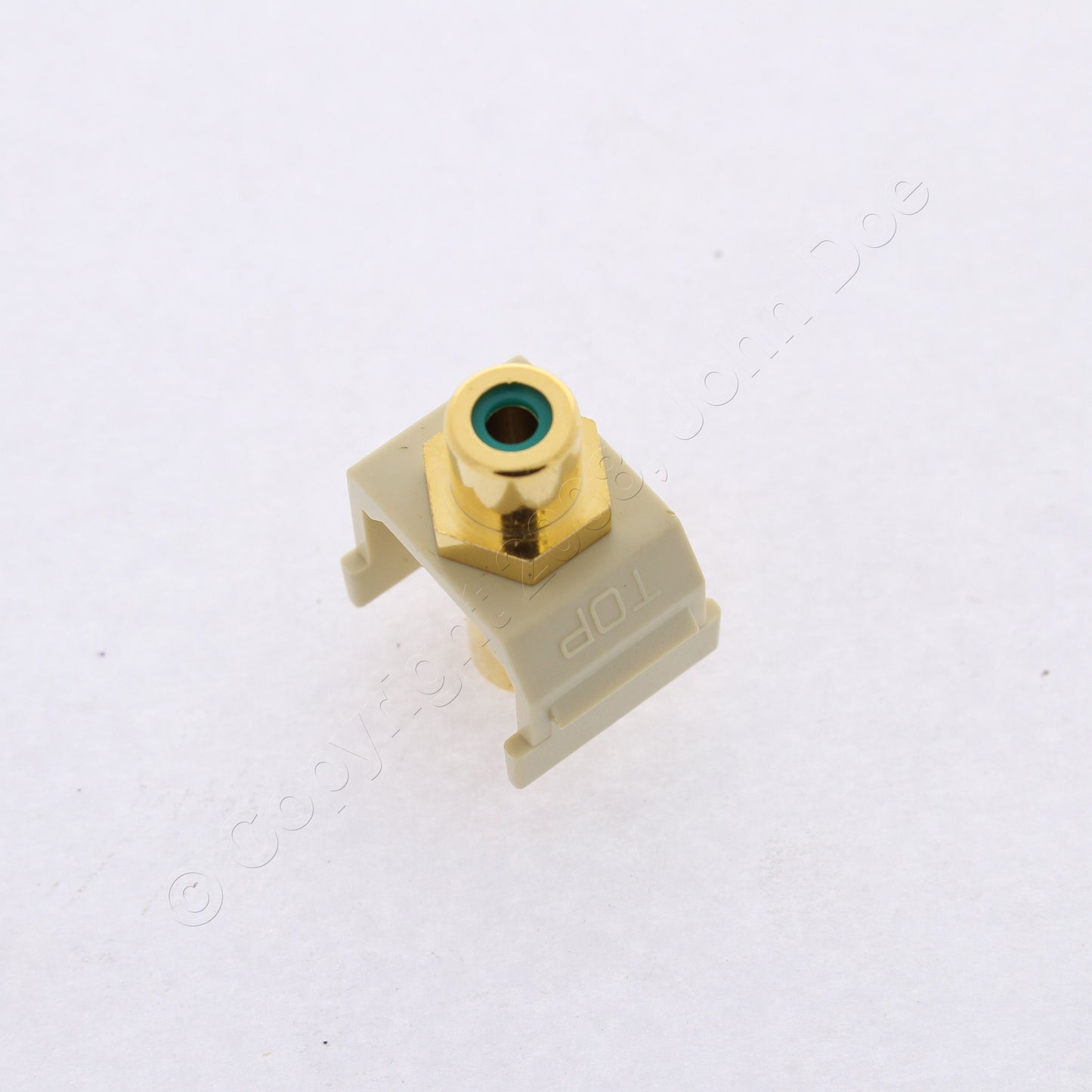 Hubbell Ivory Snap-Fit Keystone Video Cable Jack Green Center RCA/RCA SFRCGNFFEI