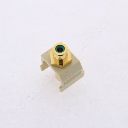 Hubbell Ivory Snap-Fit Keystone Video Cable Jack Green Center RCA/RCA SFRCGNFFEI