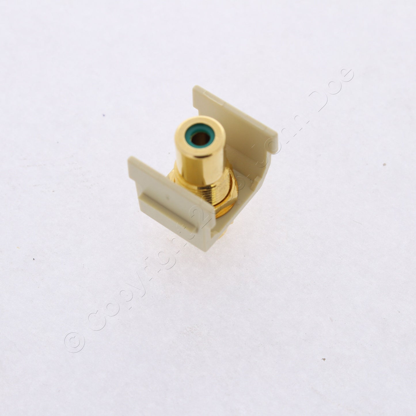 Hubbell Ivory Snap-Fit Keystone Video Cable Jack Green Center RCA/RCA SFRCGNFFEI