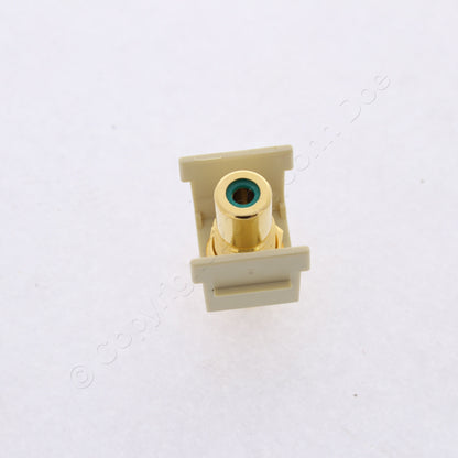 Hubbell Ivory Snap-Fit Keystone Video Cable Jack Green Center RCA/RCA SFRCGNFFEI