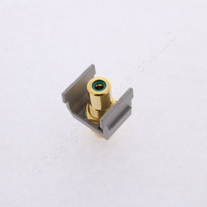 Hubbell Gray Snap-Fit Keystone Video Cable Jack Green Center RCA/RCA SFRCGNFFGY