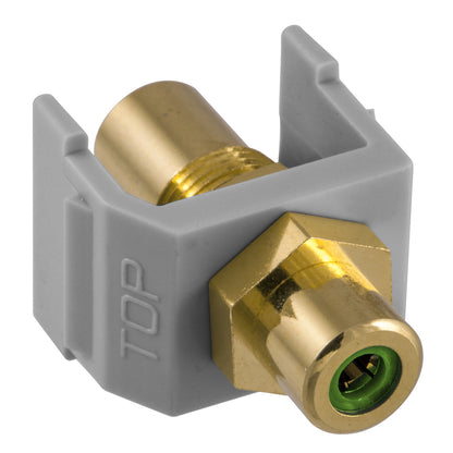 Hubbell Gray Snap-Fit Keystone Video Cable Jack Green Center RCA/RCA SFRCGNFFGY