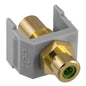 Hubbell Gray Snap-Fit Keystone Video Cable Jack Green Center RCA/RCA SFRCGNFFGY