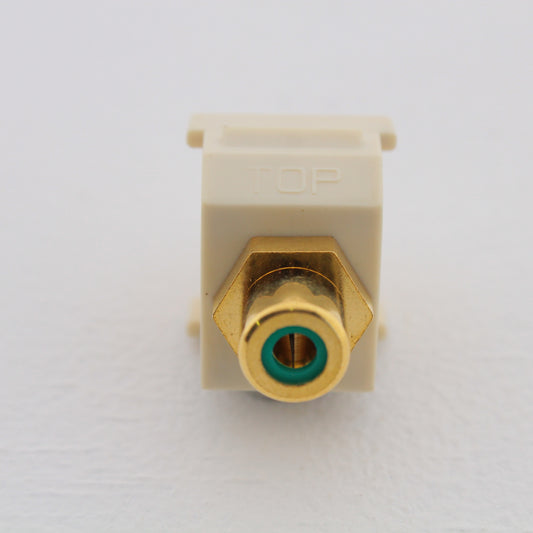 Hubbell Lt Almond SnapFit Keystone Video Cable Jack Green Ctr RCA/RCA SFRCGNFFLA