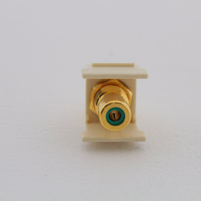 Hubbell Lt Almond SnapFit Keystone Video Cable Jack Green Ctr RCA/RCA SFRCGNFFLA