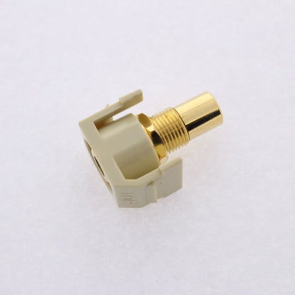 Hubbell Ivory Snap-Fit Keystone Video Cable Jack Green Center RCA/RCA SFRCGNREI