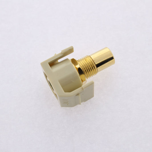 Hubbell Ivory Snap-Fit Keystone Video Cable Jack Green Center RCA/RCA SFRCGNREI