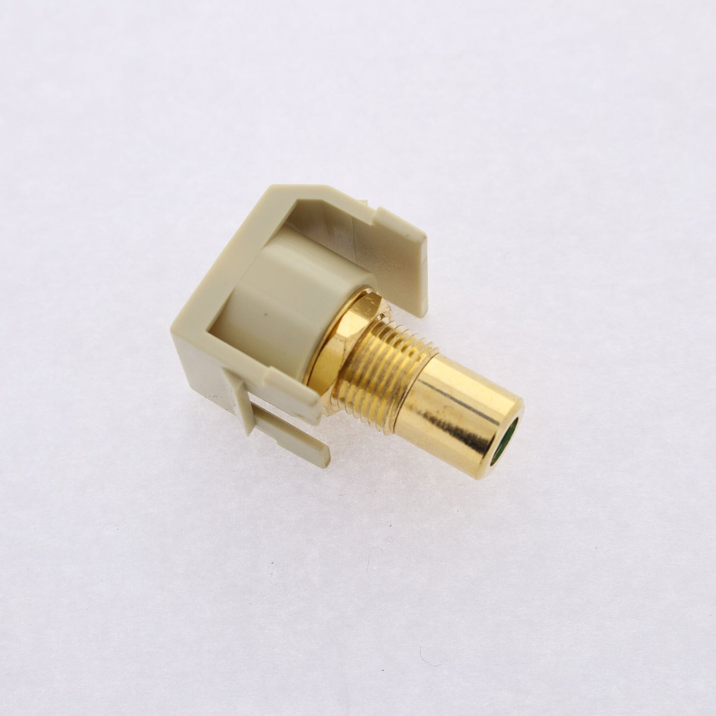 Hubbell Ivory Snap-Fit Keystone Video Cable Jack Green Center RCA/RCA SFRCGNREI