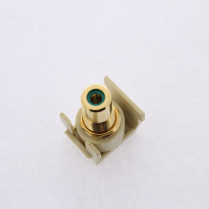 Hubbell Ivory Snap-Fit Keystone Video Cable Jack Green Center RCA/RCA SFRCGNREI