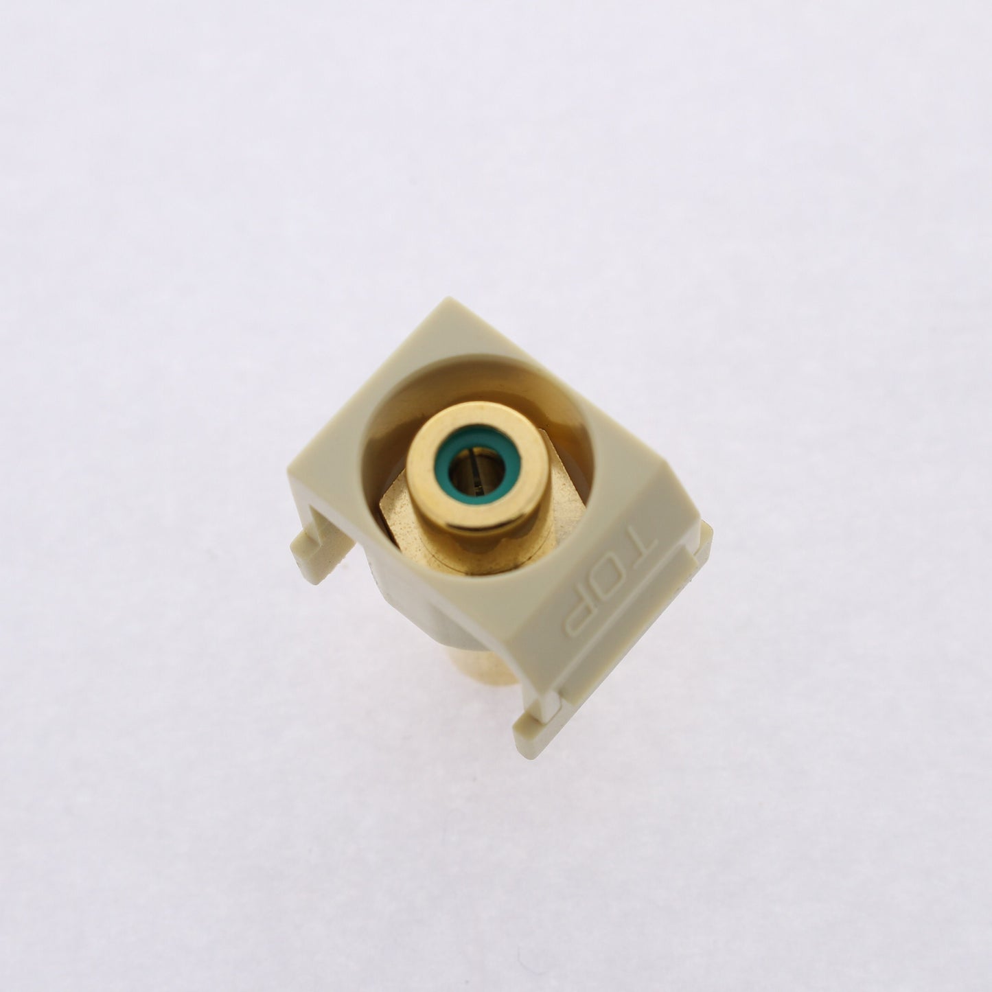 Hubbell Ivory Snap-Fit Keystone Video Cable Jack Green Center RCA/RCA SFRCGNREI
