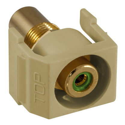 Hubbell Ivory Snap-Fit Keystone Video Cable Jack Green Center RCA/RCA SFRCGNREI