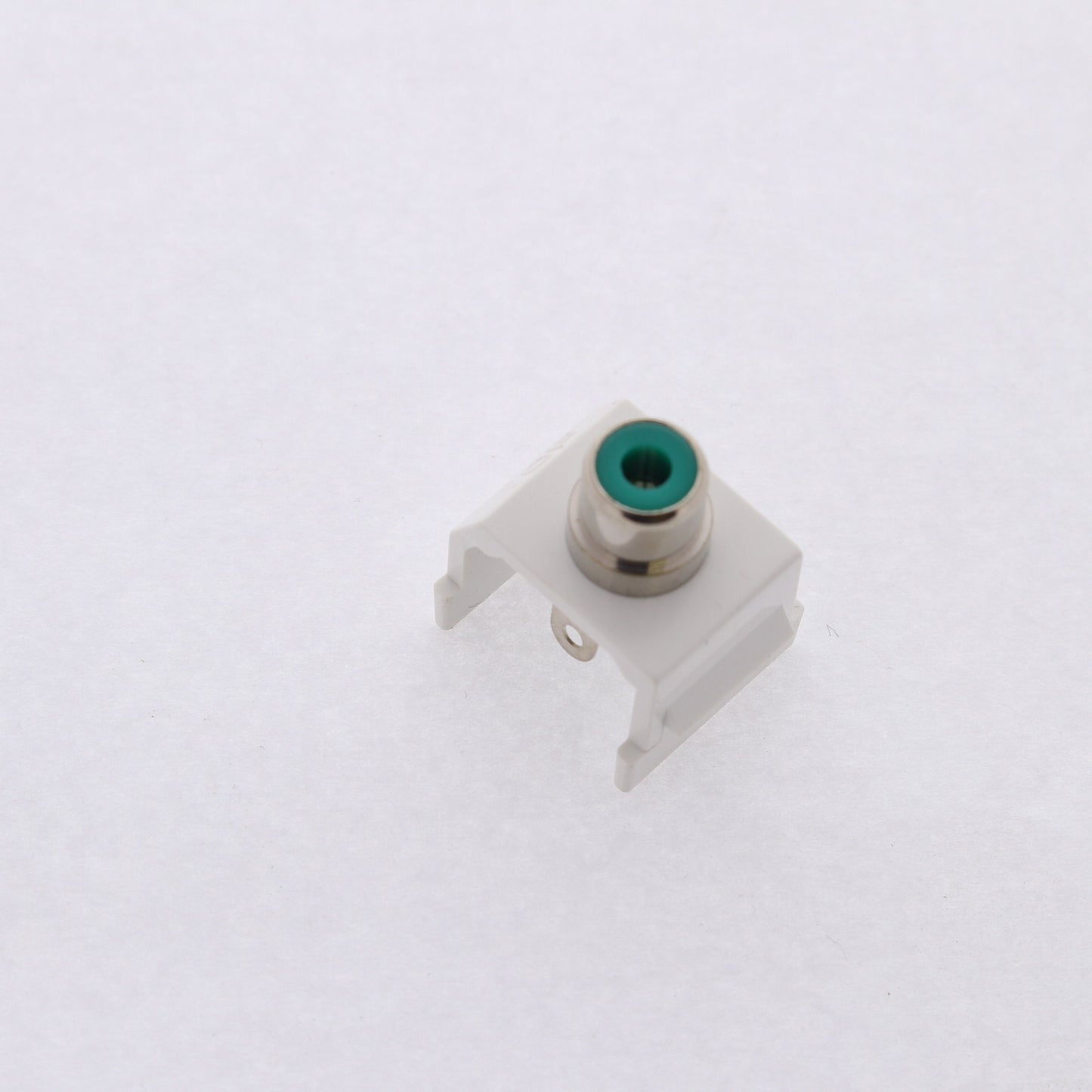 Hubbell White Snap-Fit Keystone Audio Video Jack Green Center RCA Solder SFRCGNW