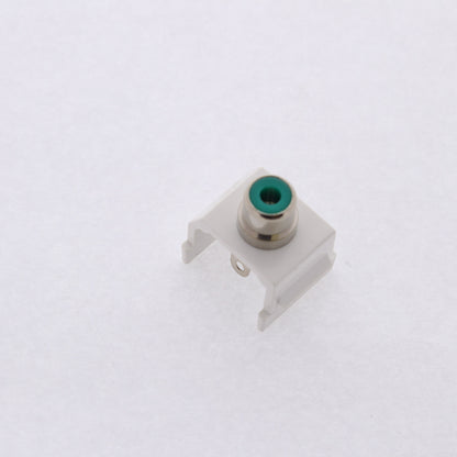 Hubbell White Snap-Fit Keystone Audio Video Jack Green Center RCA Solder SFRCGNW