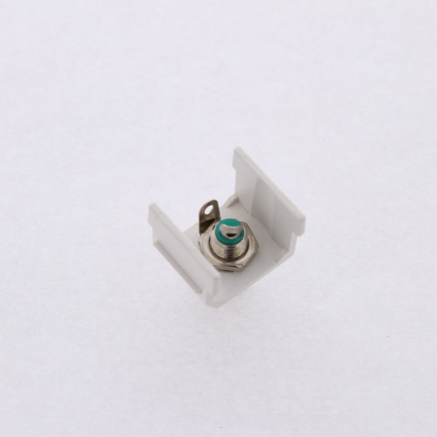 Hubbell White Snap-Fit Keystone Audio Video Jack Green Center RCA Solder SFRCGNW