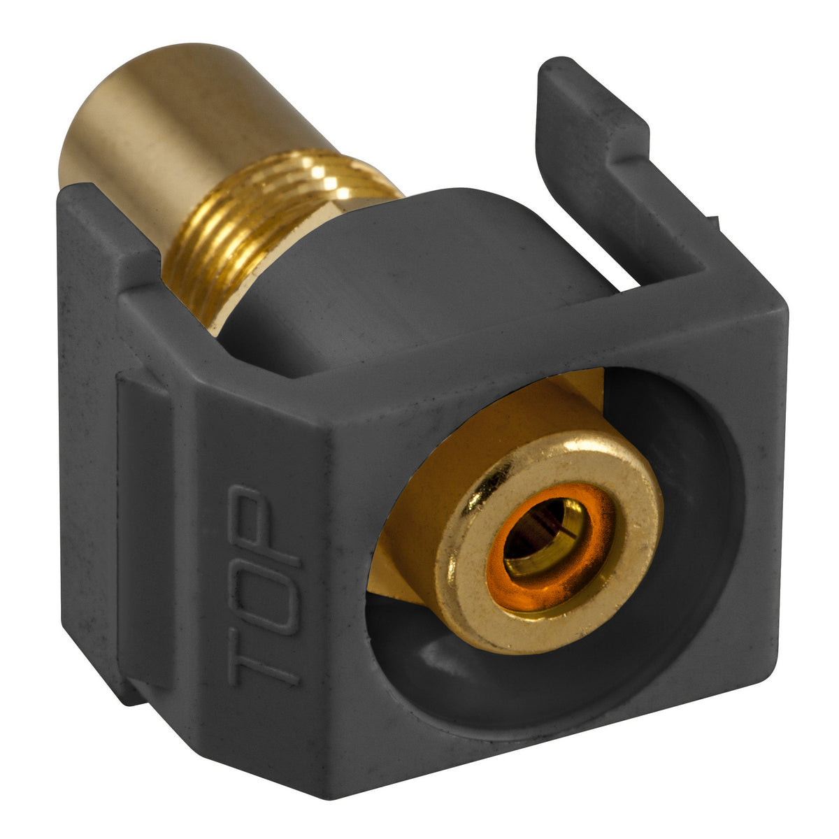 Hubbell Black Snap-Fit Keystone Video Cable Jack Orange Center RCA/RCA SFRCORRBK