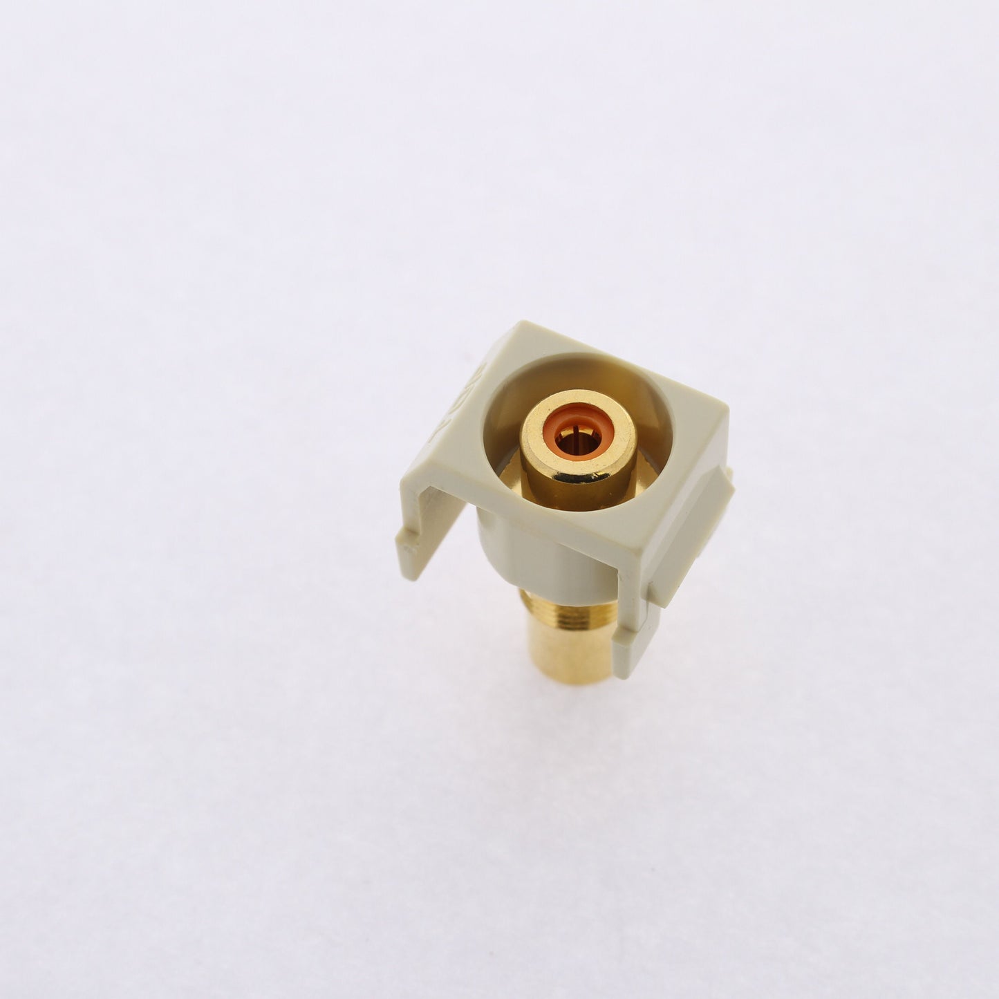Hubbell Ivory Snap-Fit Keystone Video Cable Jack Orange Center RCA/RCA SFRCORREI