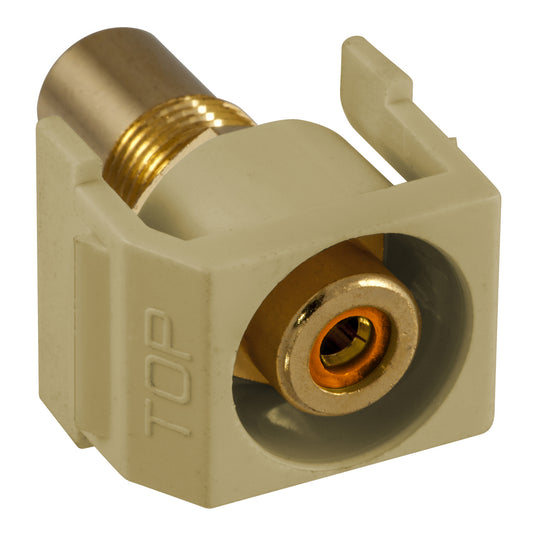 Hubbell Ivory Snap-Fit Keystone Video Cable Jack Orange Center RCA/RCA SFRCORREI
