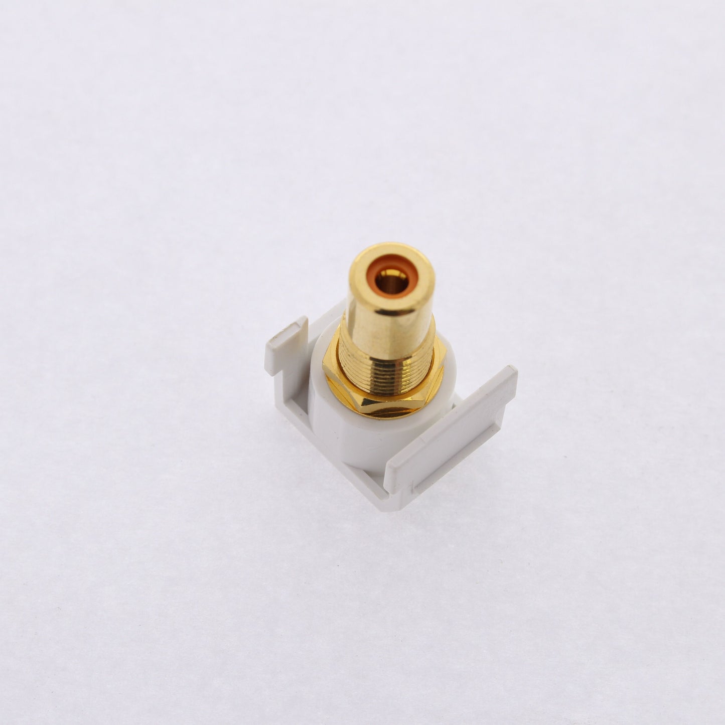 Hubbell White Snap-Fit Keystone Video Cable Jack Orange Center RCA/RCA SFRCORRW