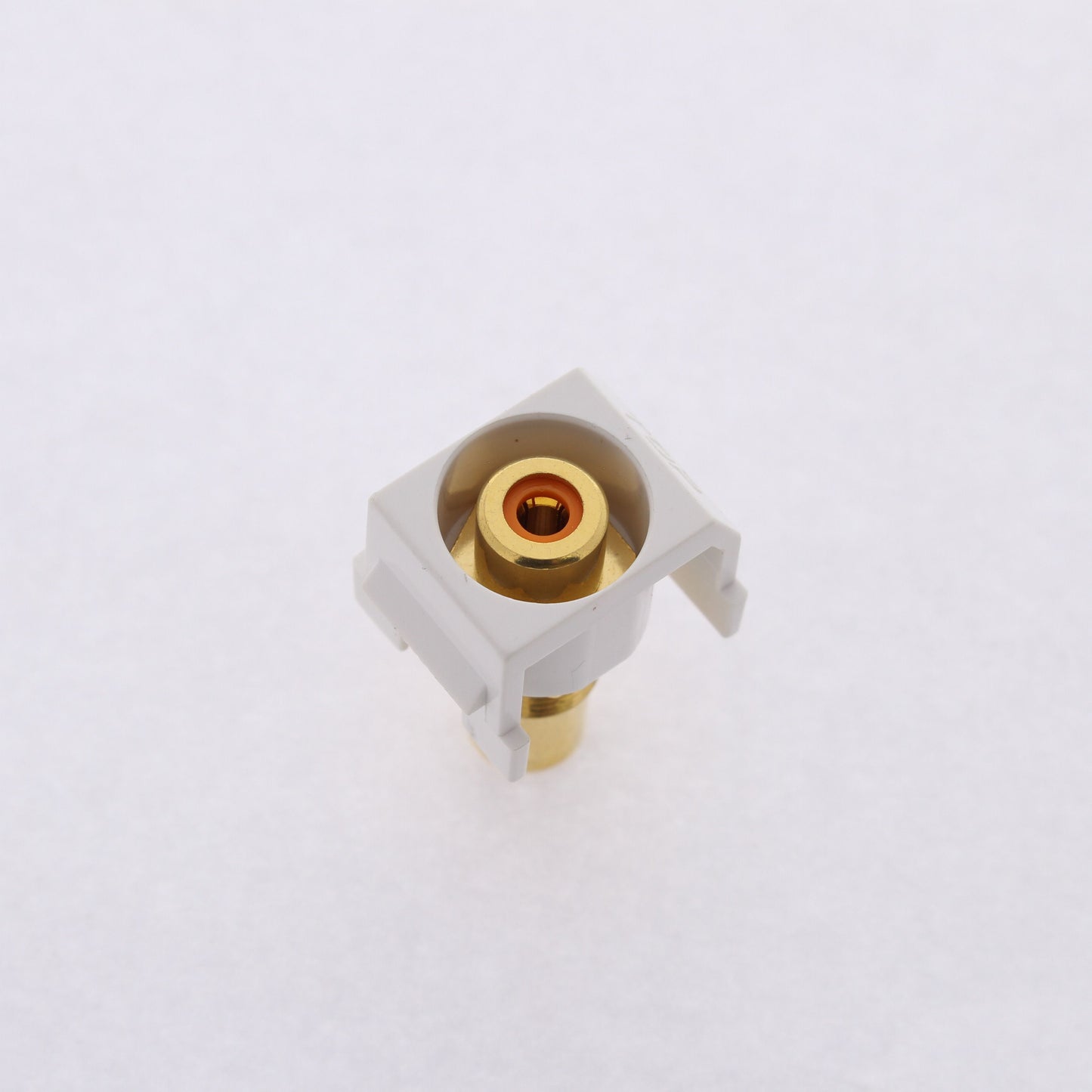 Hubbell White Snap-Fit Keystone Video Cable Jack Orange Center RCA/RCA SFRCORRW