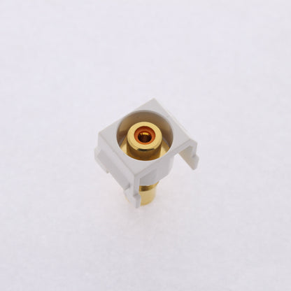 Hubbell White Snap-Fit Keystone Video Cable Jack Orange Center RCA/RCA SFRCORRW