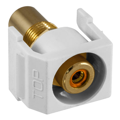 Hubbell White Snap-Fit Keystone Video Cable Jack Orange Center RCA/RCA SFRCORRW
