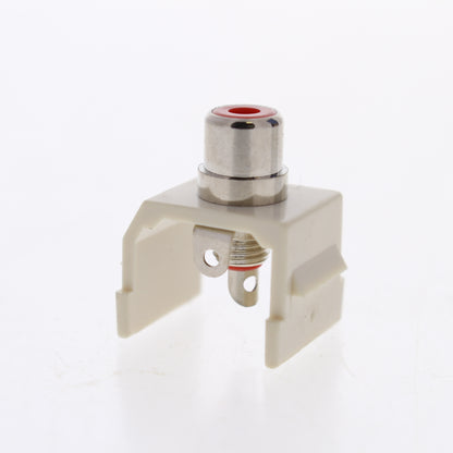 Hubbell Lt Almond Snap-Fit Keystone Audio Video Jack Red Ctr RCA Solder SFRCRLA