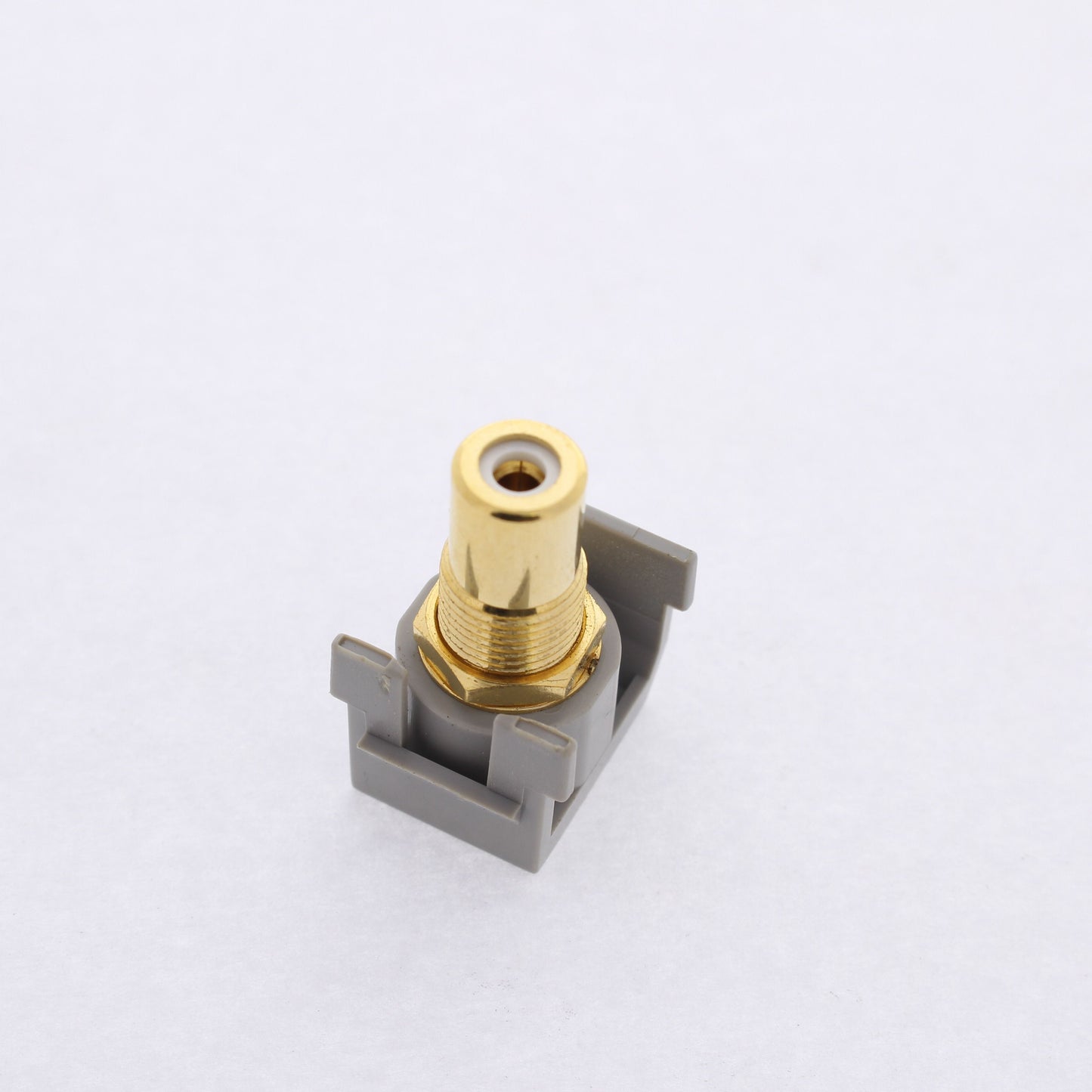 Hubbell Gray Snap-Fit Keystone Video Cable Jack White Center RCA to RCA SFRCWRGY