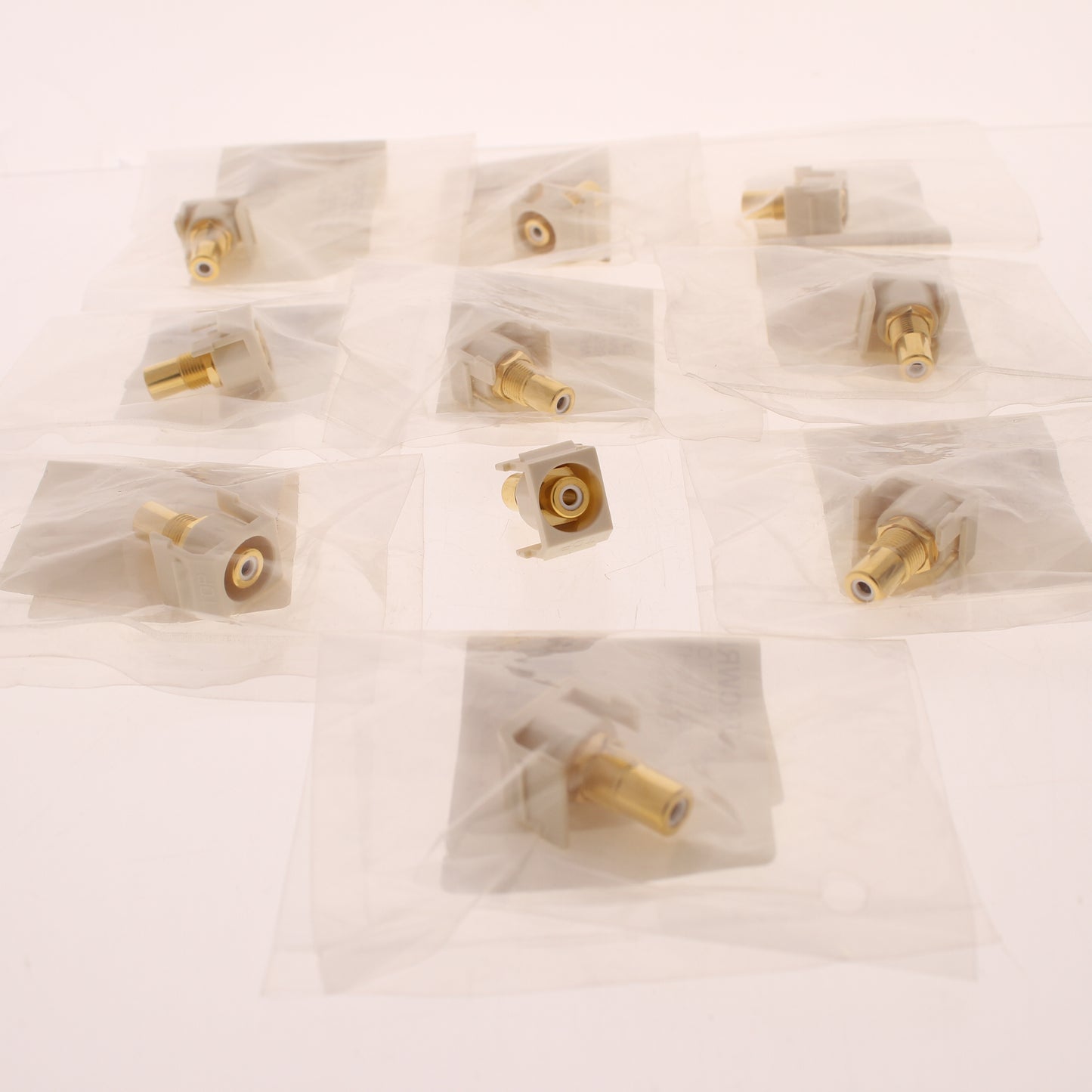 10 Hubbell Lt Almond Snap-Fit Keystone Video Cable Jacks White RCA/RCA SFRCWRLA
