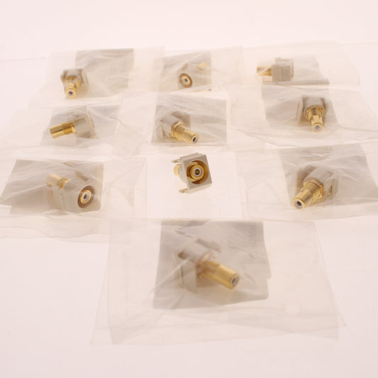10 Hubbell Lt Almond Snap-Fit Keystone Video Cable Jacks White RCA/RCA SFRCWRLA