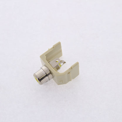 Hubbell Ivory SnapFit Keystone Audio Video Jack Yellow Center RCA Solder SFRCYEI