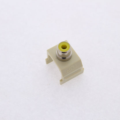 Hubbell Ivory SnapFit Keystone Audio Video Jack Yellow Center RCA Solder SFRCYEI