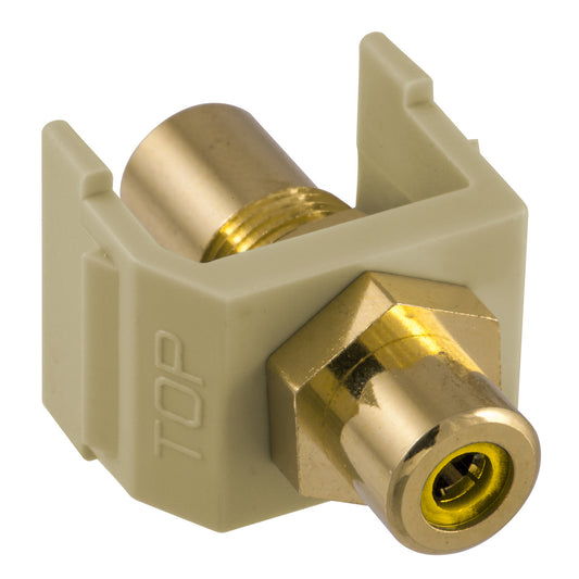 Hubbell SFRCYFFEI Ivory SnapFit Keystone Video Cable Jack Yellow Center RCA/RCA