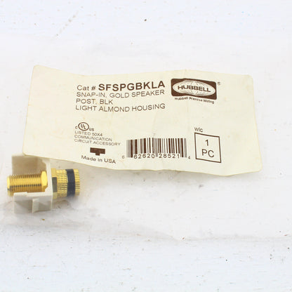 Hubbell Lt Almond Snap-Fit Keystone Speaker Binding Post Jack Black SFSPGBKLA