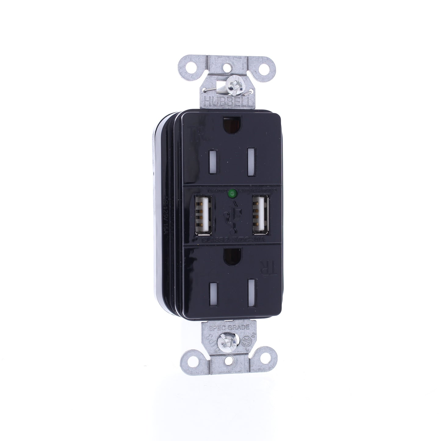 10 Hubbell SNAP15USBBK Black Decorator SnapConnect 15A Receptacle Outlets 2.0USB