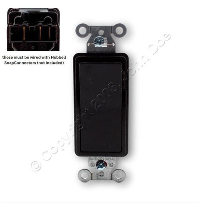 Hubbell SNAP2121ILBKNA Black SnapConnect Illuminated Sngl Pole Rocker Switch 20A