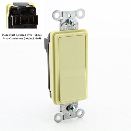 Hubbell SNAPConnect Ivory 3-Way Decorator Rocker Switch 20A 120/277V SNAP2123INA