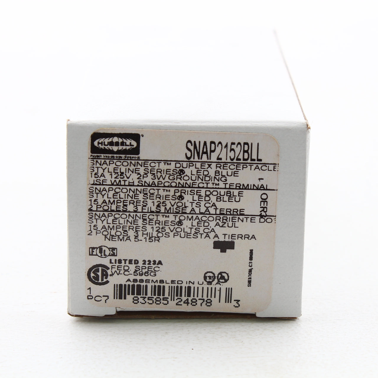 Hubbell SNAP2152BLL Blue SnapConnect Duplex Outlet Receptacle LED Indicators 15A