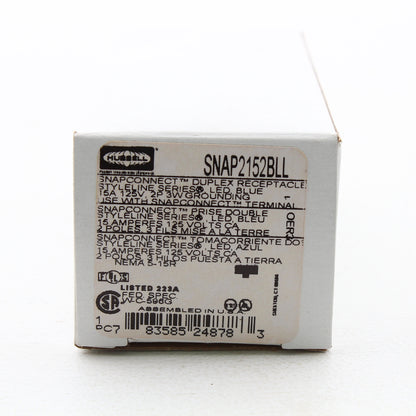 Hubbell SNAP2152BLL Blue SnapConnect Duplex Outlet Receptacle LED Indicators 15A