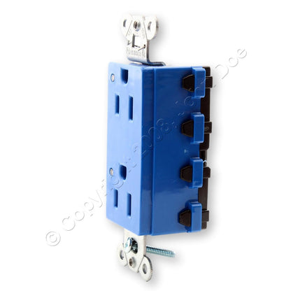 Hubbell SNAP2152BLL Blue SnapConnect Duplex Outlet Receptacle LED Indicators 15A