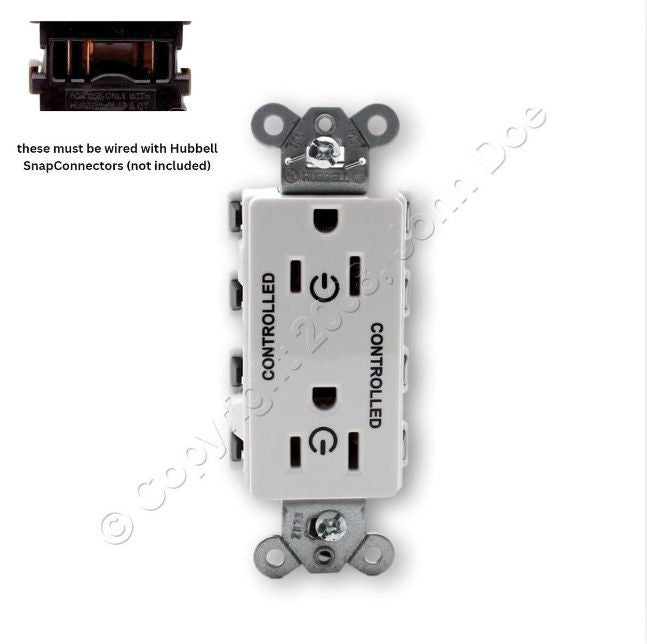 Hubbell SNAP2152C2W White SnapConnect Receptacle 2/2 Controlled 15A Outlet