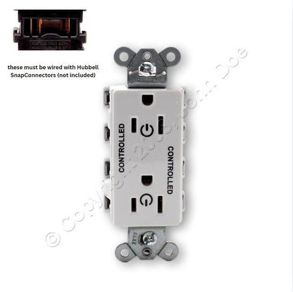 Hubbell SNAP2152C2W White SnapConnect Receptacle 2/2 Controlled 15A Outlet