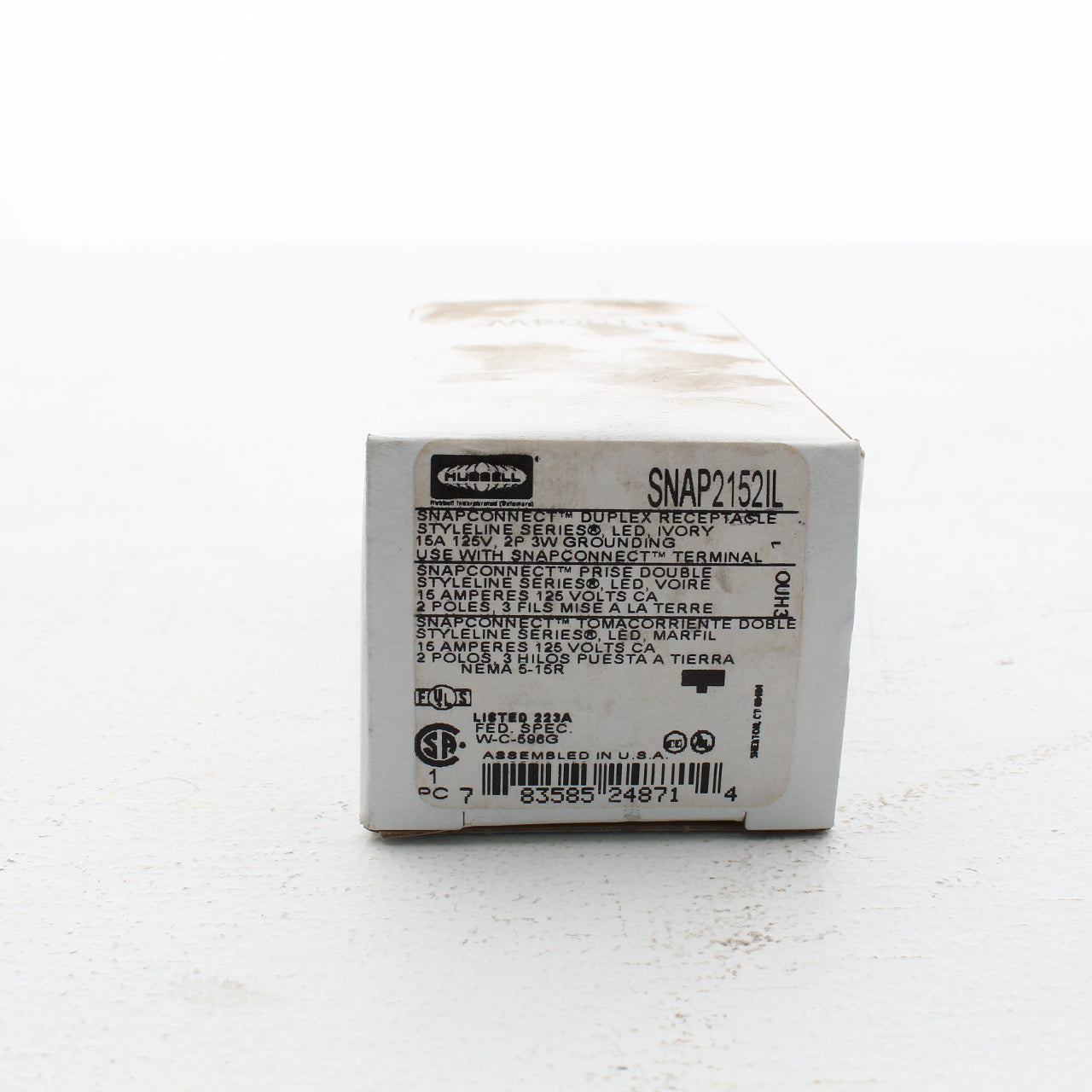 Hubbell SNAP2152IL Ivory SnapConnect Duplex Outlet Receptacle LED Indicators 15A
