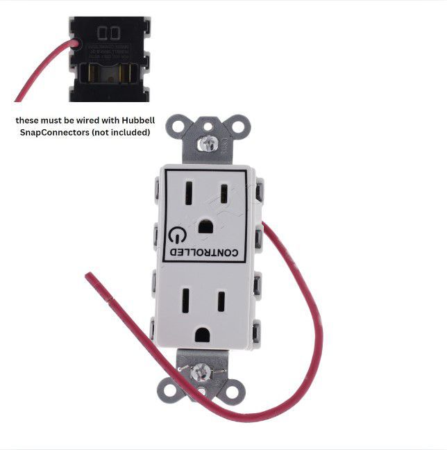 Hubbell SNAP2152WSC White SnapConnect Duplex Outlet Receptacle Split Circuit 15A