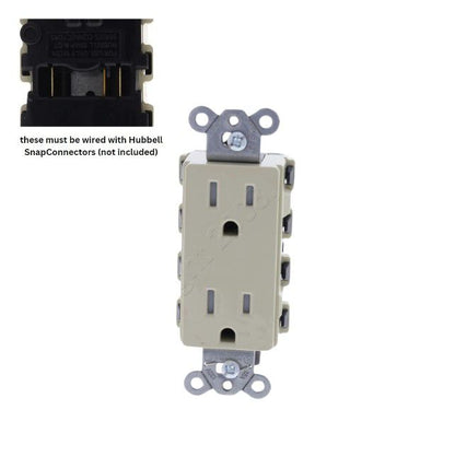 Hubbell SNAP2152ITRA Ivory SnapConnect Outlet Receptacle Tamper Resistant 15A