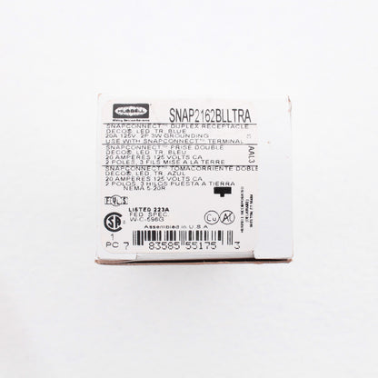 Hubbell SNAP2162BLLTRA Blue SnapConnect Receptacle Tamper Resistant w/LEDs 20A