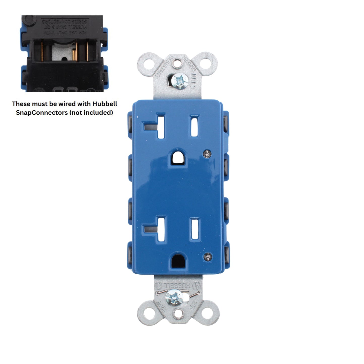 Hubbell SNAP2162BLLTRA Blue SnapConnect Receptacle Tamper Resistant w/LEDs 20A