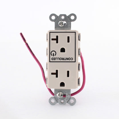 Hubbell Lt Almond SnapConnect Receptacle 1/2 Controlled 20A SNAP2162C1LA