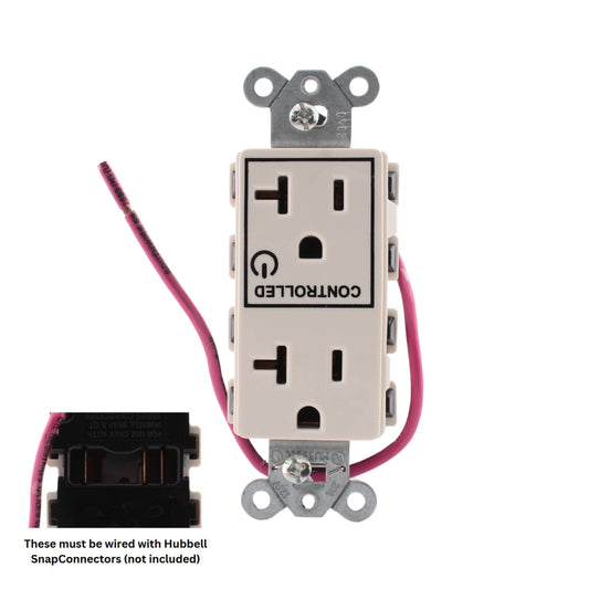 Hubbell Lt Almond SnapConnect Receptacle 1/2 Controlled 20A SNAP2162C1LA