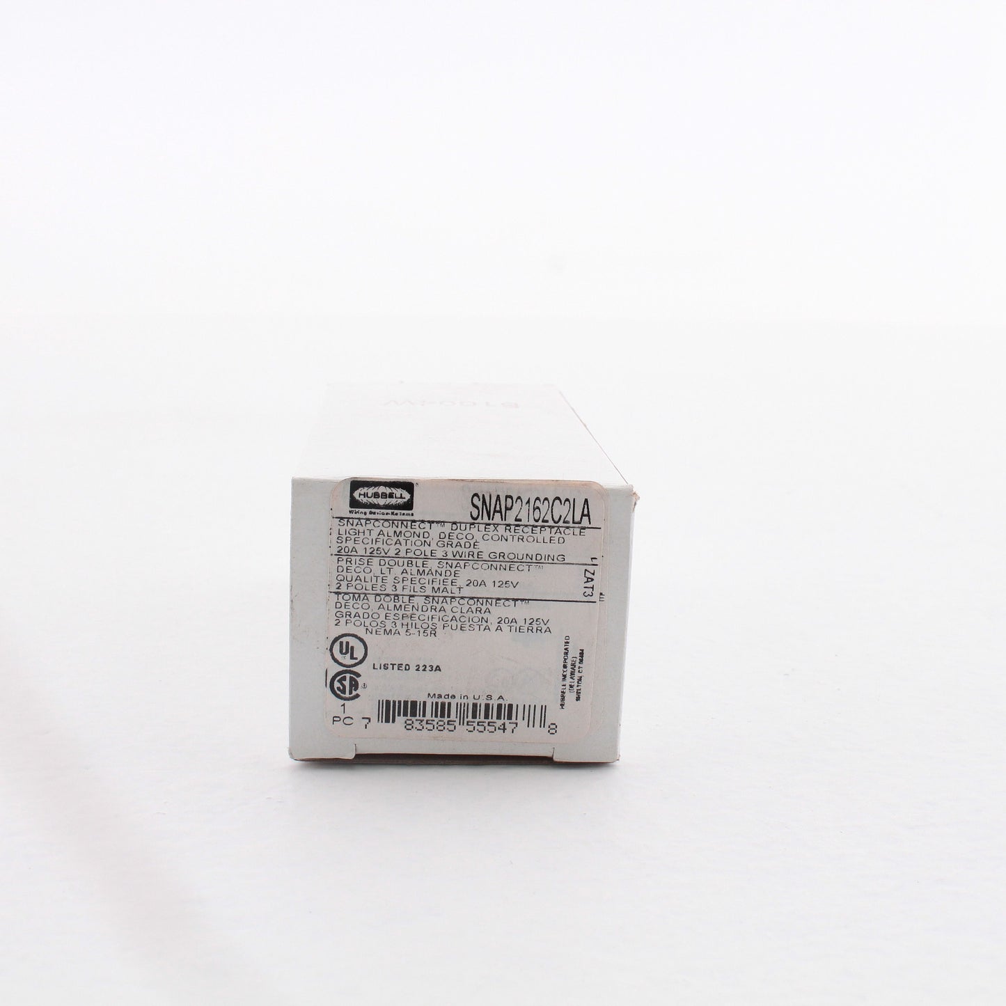 Hubbell SNAP2162C2LA SnapConnect Light Almond 20A Receptacle 2/2 Controlled
